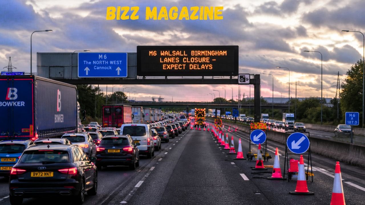 m6 walsall birmingham lanes closure